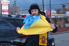 February 25, 2022  New York, 
Car Rally in Support of the Ukraine. 50 cars started the drive from the Coney Island neighborhood in Brooklyn to New York City's Times Square. Cars were decked out with flags and signs in support for the Ukraine.