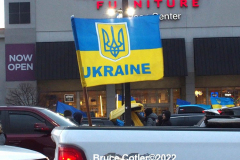 February 25, 2022  New York, 
Car Rally in Support of the Ukraine. 50 cars started the drive from the Coney Island neighborhood in Brooklyn to New York City's Times Square. Cars were decked out with flags and signs in support for the Ukraine.