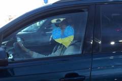 February 25, 2022  New York, 
Car Rally in Support of the Ukraine. 50 cars started the drive from the Coney Island neighborhood in Brooklyn to New York City's Times Square. Cars were decked out with flags and signs in support for the Ukraine.