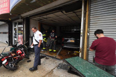 No drive through: A driver of a Hyundai Palisade lost control of his vehicle Monday morning at about 9 a.m. and crashed through the New Lin Wang Chinese-Thai restaurant on Avenue L in Canarsie Brooklyn. The two people in the car refused medical attention after the crash and luckily, New Lin Wang doesn’t serve breakfast. (Photo by Todd Maisel)