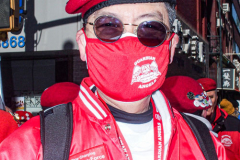 Sliwa and Guardian Angels took part in the parade. Details and people of the NYC Chinese New Year Parade in Chinatown, NYC.  Sunday, February 20, 2022 (C) Bianca Otero