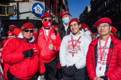 Sliwa and Guardian Angels took part in the parade. Details and people of the NYC Chinese New Year Parade in Chinatown, NYC.  Sunday, February 20, 2022 (C) Bianca Otero