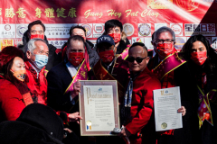 Celebrations of the Chinese Lunar New Year 2022 took place in Chinatown in Manhattan, NYC. It is the Year of the Tiger. 
Hundreds partook in the festivities where there were ceremonial dances, crackers and fireworks. NYC Mayor Eric Adams as well as other local politicians came in attendance. Manhattan, NYC. (C) Bianca Otero