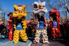 Celebrations of the Chinese Lunar New Year 2022 took place in Chinatown in Manhattan, NYC. It is the Year of the Tiger. 
Hundreds partook in the festivities where there were ceremonial dances, crackers and fireworks. NYC Mayor Eric Adams as well as other local politicians came in attendance. Manhattan, NYC. (C) Bianca Otero