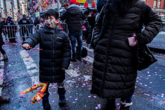 Celebrations of the Chinese Lunar New Year 2022 took place in Chinatown in Manhattan, NYC. It is the Year of the Tiger. 
Hundreds partook in the festivities where there were ceremonial dances, crackers and fireworks. NYC Mayor Eric Adams as well as other local politicians came in attendance. Manhattan, NYC. (C) Bianca Otero