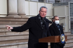 New York, The New York  Democratic  Congressional delegation holds a press conference in front of New York's City Hall with New York City Mayor Bill de Blasio about impeaching President Donald Trump. Mayor Bill de Blasio