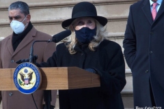 New York, The New York  Democratic  Congressional delegation holds a press conference in front of New York's City Hall with New York City Mayor Bill de Blasio about impeaching President Donald Trump. Rep. Carolyn Maloney