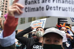 Remember Sandy: Defund Climate Chaos!" rally and march at the Federal Reserve Bank of New York on October 29, 2021