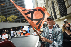 Remember Sandy: Defund Climate Chaos!" rally and march at the Federal Reserve Bank of New York on October 29, 2021