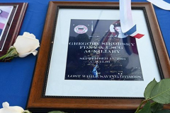 USCG Sector New York  
20th Remembrance Ceremony
Sector New York
Ft Wadsworth
Staten Island, NY
Photographs by:  Mary DiBiase Blaich

Friday, September 10, 2021:  The Coast Guard held a 20th remembrance ceremony at the overlook in Ft Wadsworth at 8 am this morning.  They lost four of their own on 9/11:  Vincent G Danz, Jeffery A Palazzo, Gilbert F Granados; and Gregory R Sikorsky.  Three were Reservists and one an Auxiliary member of the USCG.
The ceremony began with a muster; followed by the arrival of officials.  There was an observation of morning colors and two USCG aircraft performed a flyover.  The invocation was read by Captain Thomas J Walcott, Chaplain of the USCG; a welcome was rendered by Captain Zeita Merchant, Commander, USCG Sector Nre York.  Remarks were by Rear Admiral Michael H Day; and an introduction by Rear Admiral Thomas Jj Allan Jr . Remarks were given by Admiral Karl L. Schultz, Commandant, USCG.  Taps followed the service.