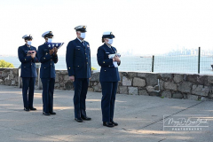 USCG Sector New York  
20th Remembrance Ceremony
Sector New York
Ft Wadsworth
Staten Island, NY
Photographs by:  Mary DiBiase Blaich

Friday, September 10, 2021:  The Coast Guard held a 20th remembrance ceremony at the overlook in Ft Wadsworth at 8 am this morning.  They lost four of their own on 9/11:  Vincent G Danz, Jeffery A Palazzo, Gilbert F Granados; and Gregory R Sikorsky.  Three were Reservists and one an Auxiliary member of the USCG.
The ceremony began with a muster; followed by the arrival of officials.  There was an observation of morning colors and two USCG aircraft performed a flyover.  The invocation was read by Captain Thomas J Walcott, Chaplain of the USCG; a welcome was rendered by Captain Zeita Merchant, Commander, USCG Sector Nre York.  Remarks were by Rear Admiral Michael H Day; and an introduction by Rear Admiral Thomas Jj Allan Jr . Remarks were given by Admiral Karl L. Schultz, Commandant, USCG.  Taps followed the service.