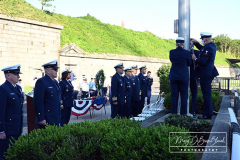 USCG Sector New York  
20th Remembrance Ceremony
Sector New York
Ft Wadsworth
Staten Island, NY
Photographs by:  Mary DiBiase Blaich

Friday, September 10, 2021:  The Coast Guard held a 20th remembrance ceremony at the overlook in Ft Wadsworth at 8 am this morning.  They lost four of their own on 9/11:  Vincent G Danz, Jeffery A Palazzo, Gilbert F Granados; and Gregory R Sikorsky.  Three were Reservists and one an Auxiliary member of the USCG.
The ceremony began with a muster; followed by the arrival of officials.  There was an observation of morning colors and two USCG aircraft performed a flyover.  The invocation was read by Captain Thomas J Walcott, Chaplain of the USCG; a welcome was rendered by Captain Zeita Merchant, Commander, USCG Sector Nre York.  Remarks were by Rear Admiral Michael H Day; and an introduction by Rear Admiral Thomas Jj Allan Jr . Remarks were given by Admiral Karl L. Schultz, Commandant, USCG.  Taps followed the service.