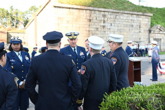 USCG Sector New York  
20th Remembrance Ceremony
Sector New York
Ft Wadsworth
Staten Island, NY
Photographs by:  Mary DiBiase Blaich

Friday, September 10, 2021:  The Coast Guard held a 20th remembrance ceremony at the overlook in Ft Wadsworth at 8 am this morning.  They lost four of their own on 9/11:  Vincent G Danz, Jeffery A Palazzo, Gilbert F Granados; and Gregory R Sikorsky.  Three were Reservists and one an Auxiliary member of the USCG.
The ceremony began with a muster; followed by the arrival of officials.  There was an observation of morning colors and two USCG aircraft performed a flyover.  The invocation was read by Captain Thomas J Walcott, Chaplain of the USCG; a welcome was rendered by Captain Zeita Merchant, Commander, USCG Sector Nre York.  Remarks were by Rear Admiral Michael H Day; and an introduction by Rear Admiral Thomas Jj Allan Jr . Remarks were given by Admiral Karl L. Schultz, Commandant, USCG.  Taps followed the service.