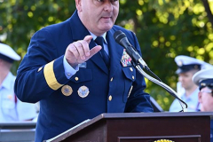 USCG Sector New York  
20th Remembrance Ceremony
Sector New York
Ft Wadsworth
Staten Island, NY
Photographs by:  Mary DiBiase Blaich

Friday, September 10, 2021:  The Coast Guard held a 20th remembrance ceremony at the overlook in Ft Wadsworth at 8 am this morning.  They lost four of their own on 9/11:  Vincent G Danz, Jeffery A Palazzo, Gilbert F Granados; and Gregory R Sikorsky.  Three were Reservists and one an Auxiliary member of the USCG.
The ceremony began with a muster; followed by the arrival of officials.  There was an observation of morning colors and two USCG aircraft performed a flyover.  The invocation was read by Captain Thomas J Walcott, Chaplain of the USCG; a welcome was rendered by Captain Zeita Merchant, Commander, USCG Sector Nre York.  Remarks were by Rear Admiral Michael H Day; and an introduction by Rear Admiral Thomas Jj Allan Jr . Remarks were given by Admiral Karl L. Schultz, Commandant, USCG.  Taps followed the service.