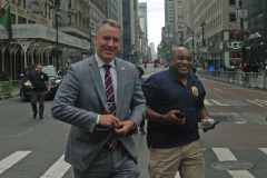 Police Commissioner Dermot Shea arrives at the start of the Columbus Day Parade on Fifth Avenue