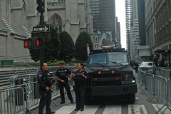 An NYPD tactical unit was stationed outside St. Patrick's Cathedral during the parade.