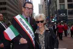 New York,  77th Columbus Day Parade returns to New York City. after it was cancelled last year due to Covid. Marchers and Bands walk up 5th ave.