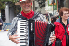 New York,  77th Columbus Day Parade returns to New York City. after it was cancelled last year due to Covid. Marchers and Bands walk up 5th ave.
