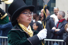New York,  77th Columbus Day Parade returns to New York City. after it was cancelled last year due to Covid. Marchers and Bands walk up 5th ave.
