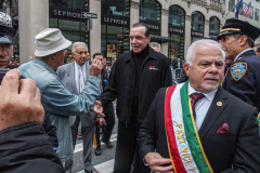 Actor "Chazz" Palminteri greets participants of the annual Columbus Parade in NYC which took place on between 42nd and 72nd on 5th avenue again this year, after last year’s COVID hiatus, attracting thousands of spectators to watch. The festivities were filled with an abundance of floats and key figure participants in the iconic parade also known as;  “US’s biggest Italian-American Heritage Parade.” 
President Biden also commemorated both today as both Columbus Day and National Indigenous Day.     (C) Bianca Otero. NYC. October 10, 2021.