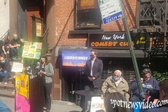 Several Comedy clubs from NYC held a rally to urge Gov. Cuomo to open up their venues. Ophira Eisenberg from NPR.org speaks at rally.