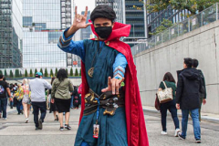 Fans go to the COMCON at the Javits center in Manhattan, NYC after a one year hiatus due to COVID. An estimated 100,000 attendees from all over the US and world have come to adorn their favorite characters and get up-to-date on their favorite COMCON interests. (C) Bianca Otero. October 09, 2021
