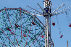 April 2, 2022  New York,  Coney Island Opening Day.for Luna Park Amusement rides Unofficial start to summer, kids and families enjoy the beautiful weather and enjoy the rides