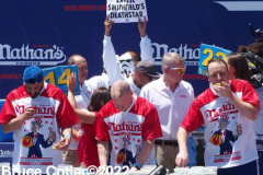 July 4  2022  NEW YORK  
Nathan's Famous Fourth of July International Hot Dog Eating Contest held at the corner of Surf ave. and Stillwell ave. where the original Nathan's Hot Dog stand opened over a hundred years ago.