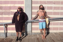 Coney Island Brooklyn. The Coney Island Polar Bear Club jumped into the Atlantic Ocean for their weekly swim. The air temperature was 37 degrees while the water temperature was 43 degrees, Onlookers were bundled up from the wind and cold.