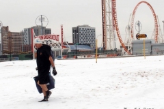 December 20,2020    Coney Island Polar Bears go for their weekly swim. Snow covers the sand because of the snow storm that happened a few days before the swim. The outdoor temperature was 37 degrees and the water temperature is 52 degrees.