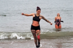 December 20,2020    Coney Island Polar Bears go for their weekly swim. Snow covers the sand because of the snow storm that happened a few days before the swim. The outdoor temperature was 37 degrees and the water temperature is 52 degrees.