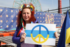 March 19, 2022  New York,  Coney Island
 Hands off Ukraine! /???? ????? ?? ???????!
 LGBTIQ  Russian - Speaking Americans group sponsored a march against Russia on the Coney Island Boardwalk." we are going to march in solidarity with Ukraine. We are going to show our position on the matter as a Ukrainian and Russian-speaking diaspora in New York. Today we are all Ukrainians. Glory to Ukraine!"