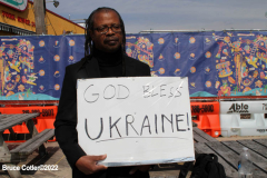 March 19, 2022  New York,  Coney Island
 Hands off Ukraine! /???? ????? ?? ???????!
 LGBTIQ  Russian - Speaking Americans group sponsored a march against Russia on the Coney Island Boardwalk." we are going to march in solidarity with Ukraine. We are going to show our position on the matter as a Ukrainian and Russian-speaking diaspora in New York. Today we are all Ukrainians. Glory to Ukraine!"