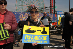 March 19, 2022  New York,  Coney Island
 Hands off Ukraine! /???? ????? ?? ???????!
 LGBTIQ  Russian - Speaking Americans group sponsored a march against Russia on the Coney Island Boardwalk." we are going to march in solidarity with Ukraine. We are going to show our position on the matter as a Ukrainian and Russian-speaking diaspora in New York. Today we are all Ukrainians. Glory to Ukraine!"