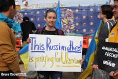 March 19, 2022  New York,  Coney Island
 Hands off Ukraine! /???? ????? ?? ???????!
 LGBTIQ  Russian - Speaking Americans group sponsored a march against Russia on the Coney Island Boardwalk." we are going to march in solidarity with Ukraine. We are going to show our position on the matter as a Ukrainian and Russian-speaking diaspora in New York. Today we are all Ukrainians. Glory to Ukraine!"