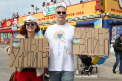 March 19, 2022  New York,  Coney Island
 Hands off Ukraine! /???? ????? ?? ???????!
 LGBTIQ  Russian - Speaking Americans group sponsored a march against Russia on the Coney Island Boardwalk." we are going to march in solidarity with Ukraine. We are going to show our position on the matter as a Ukrainian and Russian-speaking diaspora in New York. Today we are all Ukrainians. Glory to Ukraine!"