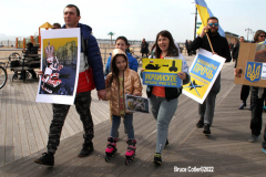March 19, 2022  New York,  Coney Island
 Hands off Ukraine! /???? ????? ?? ???????!
 LGBTIQ  Russian - Speaking Americans group sponsored a march against Russia on the Coney Island Boardwalk." we are going to march in solidarity with Ukraine. We are going to show our position on the matter as a Ukrainian and Russian-speaking diaspora in New York. Today we are all Ukrainians. Glory to Ukraine!"