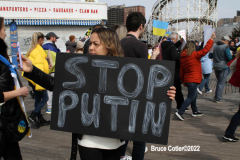March 19, 2022  New York,  Coney Island
 Hands off Ukraine! /???? ????? ?? ???????!
 LGBTIQ  Russian - Speaking Americans group sponsored a march against Russia on the Coney Island Boardwalk." we are going to march in solidarity with Ukraine. We are going to show our position on the matter as a Ukrainian and Russian-speaking diaspora in New York. Today we are all Ukrainians. Glory to Ukraine!"