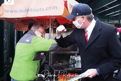 Mayor Bill de Blasio at Yankee Stadium as the site opened as a COVID-19 vaccination site. “For one day only, I will declare myself a Yankee fan,” he said, as he urged all those who live in the Bronx to get vaccinated and handed out information to people on the street.