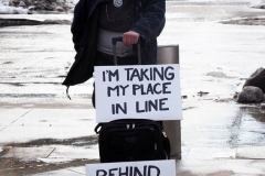 People signing up for contract tracing at Yankee Stadium as the site opened as a COVID-19 vaccination site.