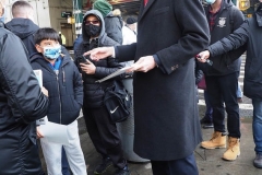Mayor Bill de Blasio at Yankee Stadium as the site opened as a COVID-19 vaccination site. “For one day only, I will declare myself a Yankee fan,” he said, as he urged all those who live in the Bronx to get vaccinated and handed out information to people on the street.