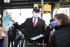 Mayor Bill de Blasio at Yankee Stadium as the site opened as a COVID-19 vaccination site. “For one day only, I will declare myself a Yankee fan,” he said, as he urged all those who live in the Bronx to get vaccinated and handed out information to people on the street.
