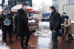 Mayor Bill de Blasio at Yankee Stadium as the site opened as a COVID-19 vaccination site. “For one day only, I will declare myself a Yankee fan,” he said, as he urged all those who live in the Bronx to get vaccinated and handed out information to people on the street.
