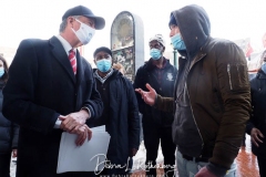 Mayor Bill de Blasio at Yankee Stadium as the site opened as a COVID-19 vaccination site. “For one day only, I will declare myself a Yankee fan,” he said, as he urged all those who live in the Bronx to get vaccinated and handed out information to people on the street.