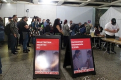 People wait in line for the Johnson & Johnson's single-shot dose, for COVID-19 vaccinations at Penn Station in New York City. The pop-up site is part of a city-wide initiative to get more New Yorkers and tourists vaccinated. Those who receive the free vaccine, Johnson & Johnson's single-shot dose, will receive a free seven-day MetroCard pass. The walk-up vaccines will be offered at Penn Station, Grand Central Terminal, Broadway Junction, and other stations through 16 May.