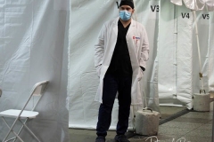 A Pharmacist waits to prepare the Johnson & Johnson's single-shot dose, for COVID-19 vaccinations at Penn Station in New York City The pop-up site is part of a city-wide initiative to get more New Yorkers and tourists vaccinated. Those who receive the free vaccine, Johnson & Johnson's single-shot dose, will receive a free seven-day MetroCard pass. The walk-up vaccines will be offered at Penn Station, Grand Central Terminal, Broadway Junction, and other stations through 16 May.