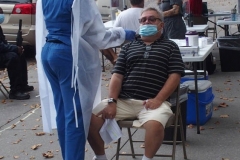 Covid pop up testing center sets up in one of the Brooklyn neighborhoods that has a rising number of positive Covid patients . N.Y.C. Health and Hospitals sends out teams to test residents in the neighborhoods to try and curb the spread of Covid. Text "Covid Test" to 855-48 for locations. They are located for this week Monday to Friday 10am -5pm at Avenue V and Brown Street near the Herman Dolgin Park.