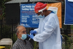 Covid pop up testing center sets up in one of the Brooklyn neighborhoods that has a rising number of positive Covid patients . N.Y.C. Health and Hospitals sends out teams to test residents in the neighborhoods to try and curb the spread of Covid. Text "Covid Test" to 855-48 for locations. They are located for this week Monday to Friday 10am -5pm at Avenue V and Brown Street near the Herman Dolgin Park.