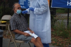 Covid pop up testing center sets up in one of the Brooklyn neighborhoods that has a rising number of positive Covid patients . N.Y.C. Health and Hospitals sends out teams to test residents in the neighborhoods to try and curb the spread of Covid. Text "Covid Test" to 855-48 for locations. They are located for this week Monday to Friday 10am -5pm at Avenue V and Brown Street near the Herman Dolgin Park.