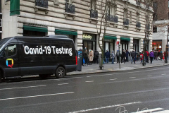 People get tested for Covid at a Pop Up Site on Broadway and West 72nd Street in New York City on 24 Dec 2021.